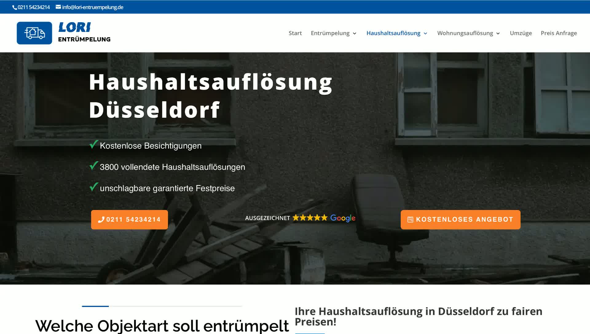 Website LORI Entrümpelung